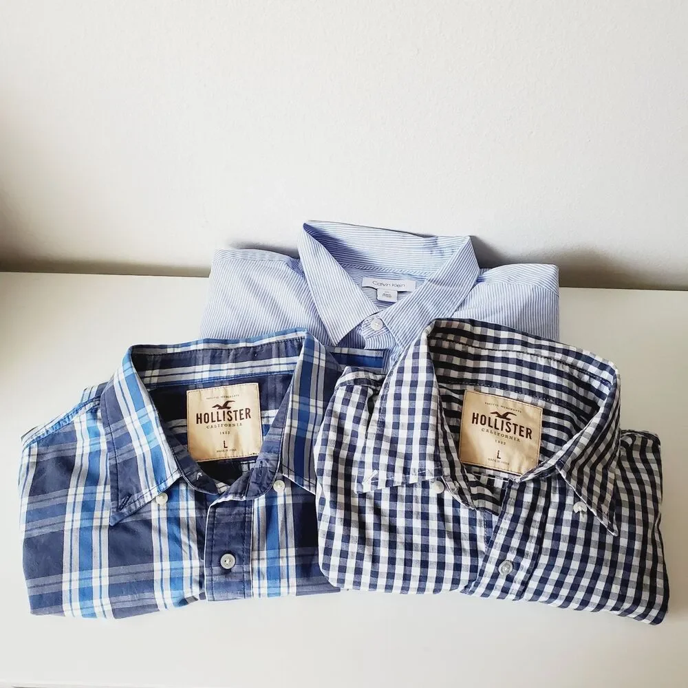 Lot of 3 Men’s Shirts Hollister & Calvin Klein Size Large Long Sleeve GUC - Picture 12 of 14